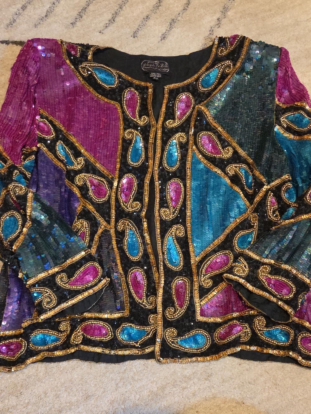 Vintage Beaded Sequin Paisley Jacket - Multi-Color